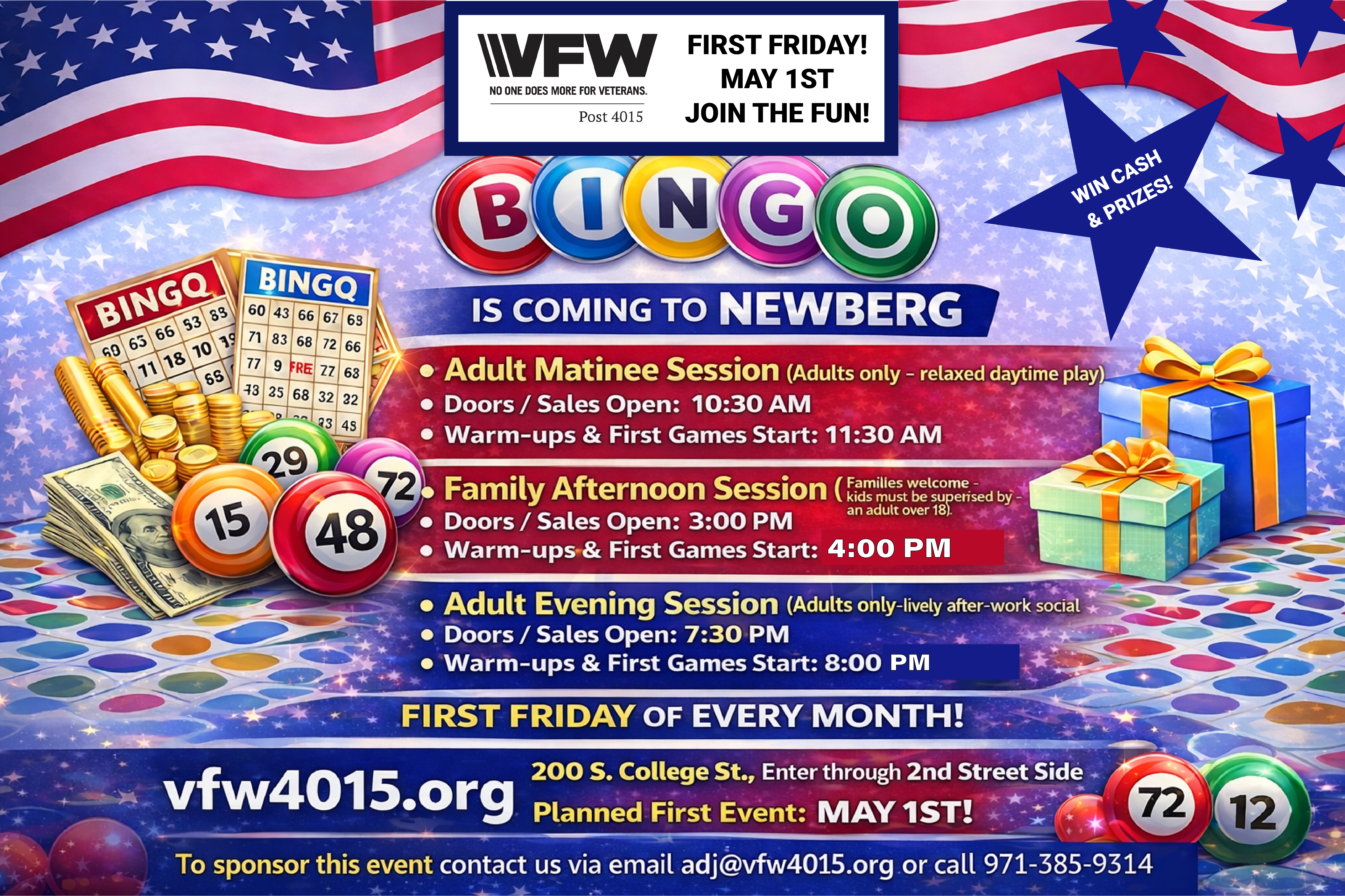 First Friday Bingo Flyer